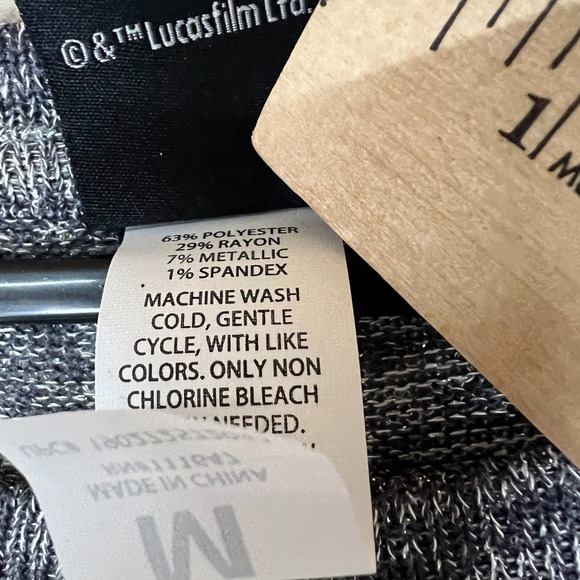 Star Wars Darth Vader Tunic Sweater Womens Medium Gray Black Sparkle Metallic - Picture 5 of 8